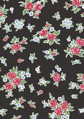 mixed floral prints on plain base