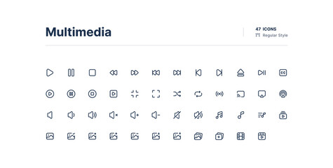 Multimedia UI Icons Pack Line Style
