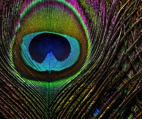 Peacock feather. Peafowl feather. Bird feather. Mor pankh. Abstract background. Janmashtami background. Wallpaper. Feather.