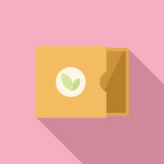 Eco leaf box icon flat vector. Paper food