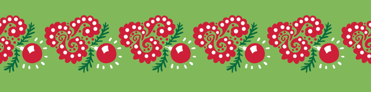 Christmas Ornament Red And Green Border Print