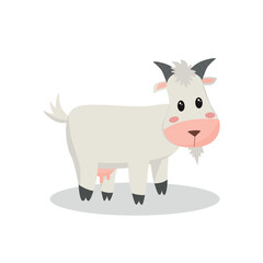 Cartoon goat character. Cute farm animal vector illustration