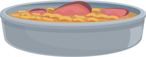Meat pasta soup icon cartoon vector. Portugal food. Meal cuisine