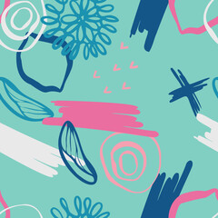 vector teenage seamless neon pattern naive style