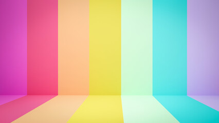 Colorful rainbow pastel background 3D rendering