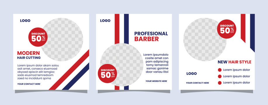 Barbershop social media post template premium vector
