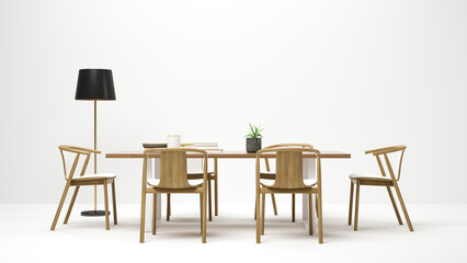 Minimalist Interior of modern living room 3D rendering