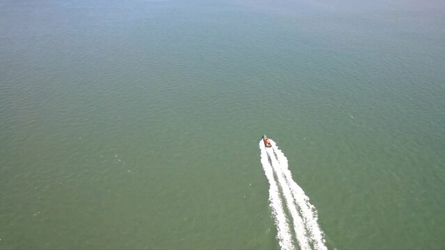 Drone Flyover Of The UK Coastguard Patrolling The English Coastline.