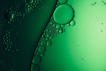 background with bubbles in green liquid - obrazy, fototapety, plakaty
