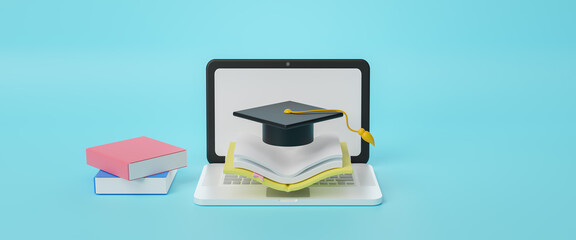 Self-directed learning or education concept. Skills improvement and personal development concept. Study, e-learning, training, skill, online education,continuing education and knowledge. 3d rendering