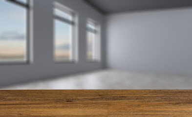 Open space office interior with like conference room. Mockup. 3D. Background with empty table. Flooring.