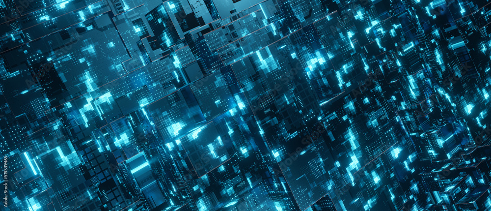 Wall mural abstract technological digital background 3d render
