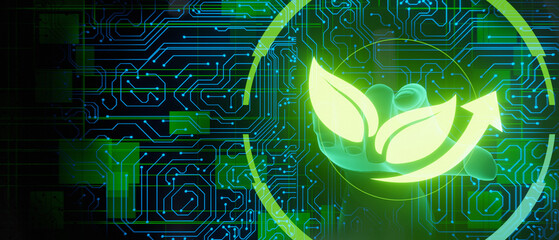 Green living technology abstract data 3D Illustration