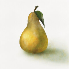 A single yellow pear watercolor drawing