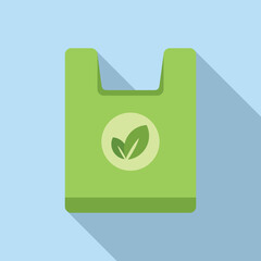 Eco bag icon flat vector. Biodegradable plastic