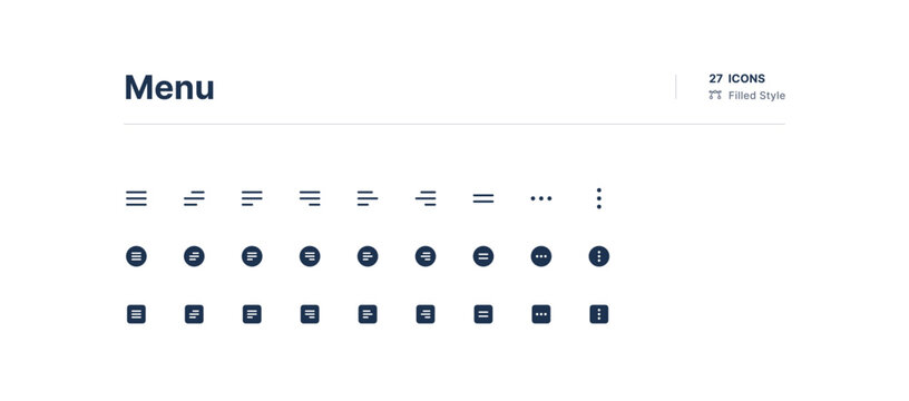 Menu UI Icons Pack Filled Style