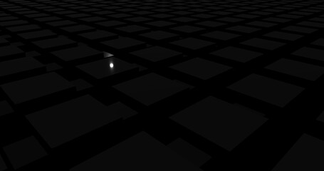 Render with dark black cubes with white bright light