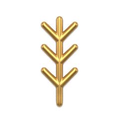 Obraz premium Realistic golden coniferous branch with needles vector illustration