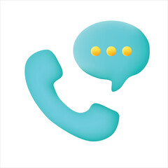 3d call and message vector illustration isolated on white background.