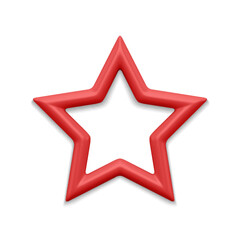 Red realistic five pointed star 3d vector illustration
