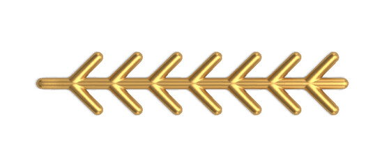 Realistic golden coniferous branch with needles vector illustration