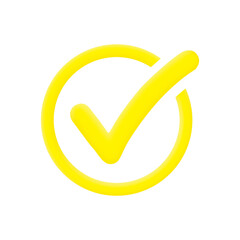yellow check mark right sign icon