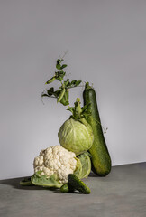 Minimalistic composition of fresh green vegetables.