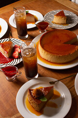 Flan . Quesillo. Creme brulee. Milk and egg dessert. Egg tart. Desert. Candy.