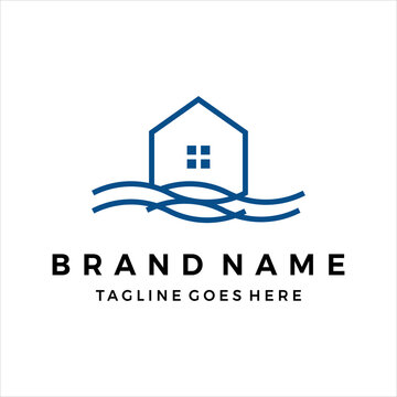 Coastal home logo design vector template