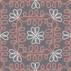 Floral seamless pattern pink gray white abstract for design