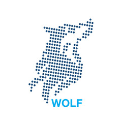 dot wolf simple logo, silhouette of great blue wolf vector illustrations