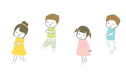 楽しそうに走る子ども達(横向き・左向き)