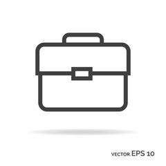 Briefcase portfolio outline icon black color. Vector Illustration