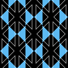 Blue black contrast triangle geometric seamless pattern for wrapping paper design