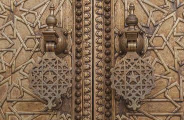 Close up shot of a copper door knockers