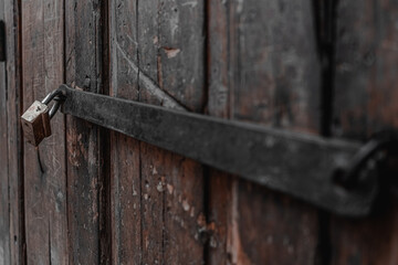 A typical old wooden door in the medina of Fez
