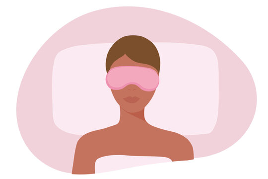 Woman sleeping in bed with sleep mask. Healthy and healthcare woman