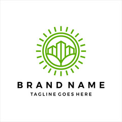 Green building logo design vector template