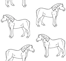 Vector seamless pattern of hand drawn doodle sketch draft horse isolated on white background