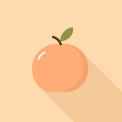 Icon of a simple peach in a flat cartoon style on an isolated background with a shadow. Vector illustration
