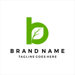 Letter B leaf icon logo vector template