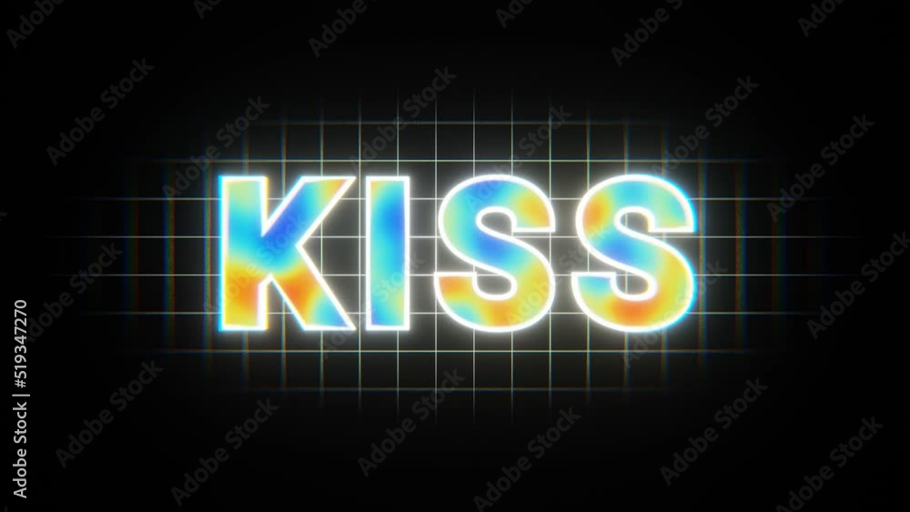 Aufkleber Beautiful Abstract background words KISS with colourful light. 3d rendering illustration Background pattern for design. Loops video.	