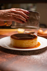 Flan . Quesillo. Creme brulee. Milk and egg dessert. Egg tart. Desert. Candy.