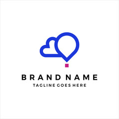 Pin cloud logo design vector template