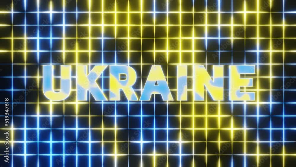 Aufkleber Beautiful Abstract background words UKRAINE with blue and yellow light. 3d rendering illustration Background pattern for design. Loops video.	