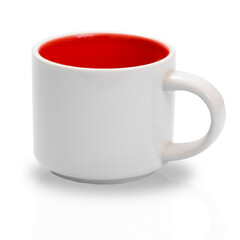 Empty porcelain coffee cup on the white isolated background.