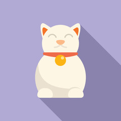 Lucky charm cat icon flat vector. Japan year