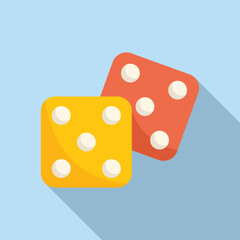 Lucky charm dice icon flat vector. Maneki daruma