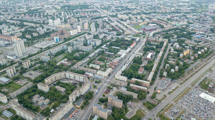 Naklejka na ściany i meble Novokuznetsk, Kemerovo region, Russia. 02 July 22. The city from a bird's-eye view.