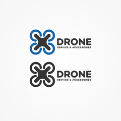 Obraz premium Set of drone and quadrocopter logo isolated on white background. Set of drone service and accessories labels, badges and design elements. Vector Illustration